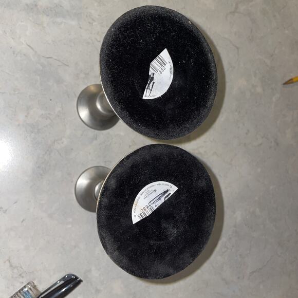 VTG SET OF 2 PEWTER FINISH CANDLESTICKS TAPER CANDLE HOLDERS MADE IN INDIA 6” - Picture 5 of 5